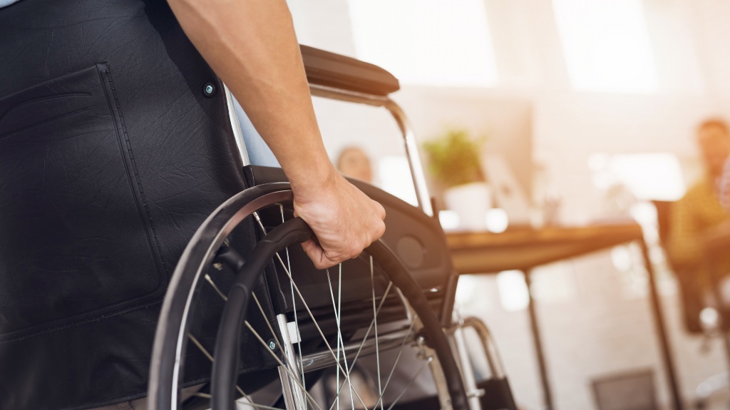 Person in a wheelchair low angle