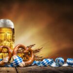 Beer mug and pretzels on a table_s