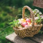 A basket of colorful Easter eggs