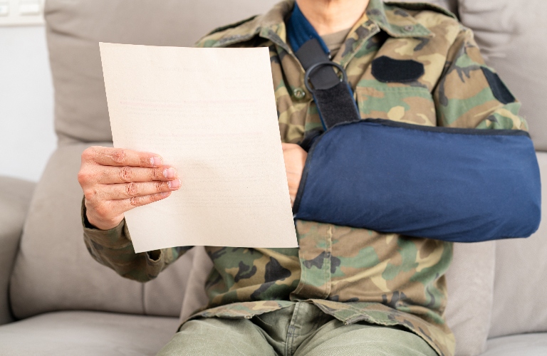 Veteran is reading letter